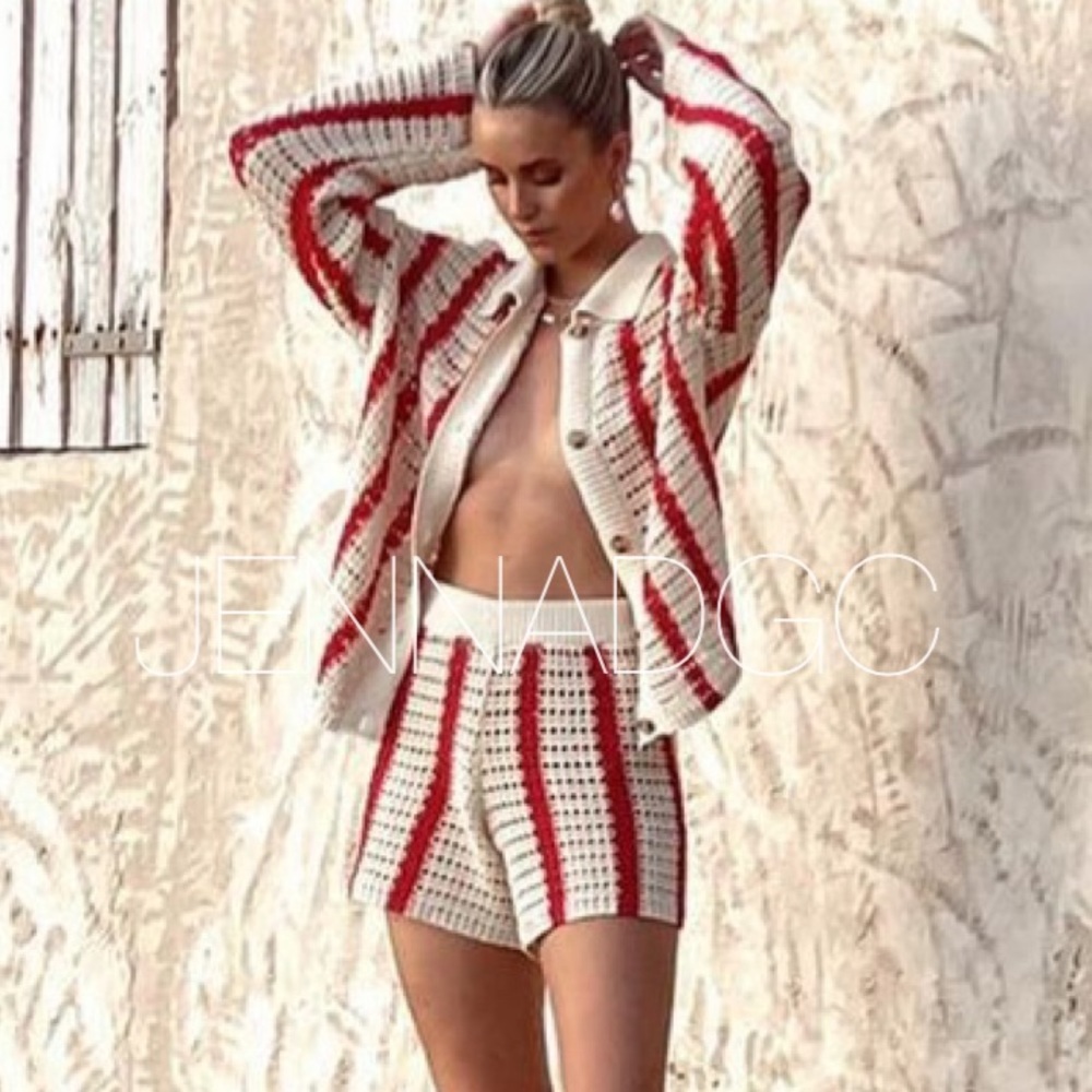 NWT Zara open knit jacket and shorts set - Picture 2 of 16